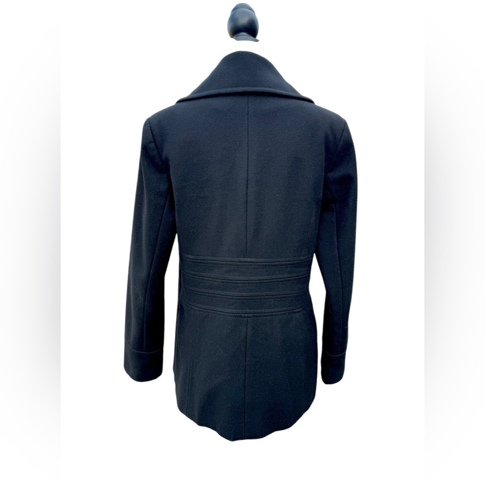 Via Spiga Black Pea Coat Double Breasted Wool Blend Womens Size 10 - Picture 3 of 14